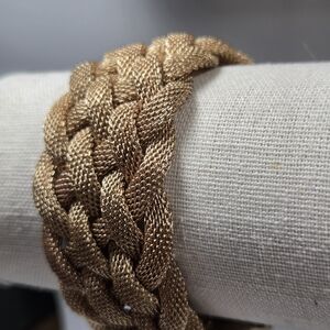 Mesh Gold tone Braided Bracelet Magnetic Closure